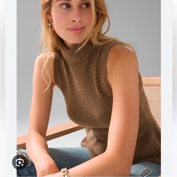 White House Black Market Soft Turtleneck Peplum in Heather Toasted Coconut NWT M - Picture 3 of 12